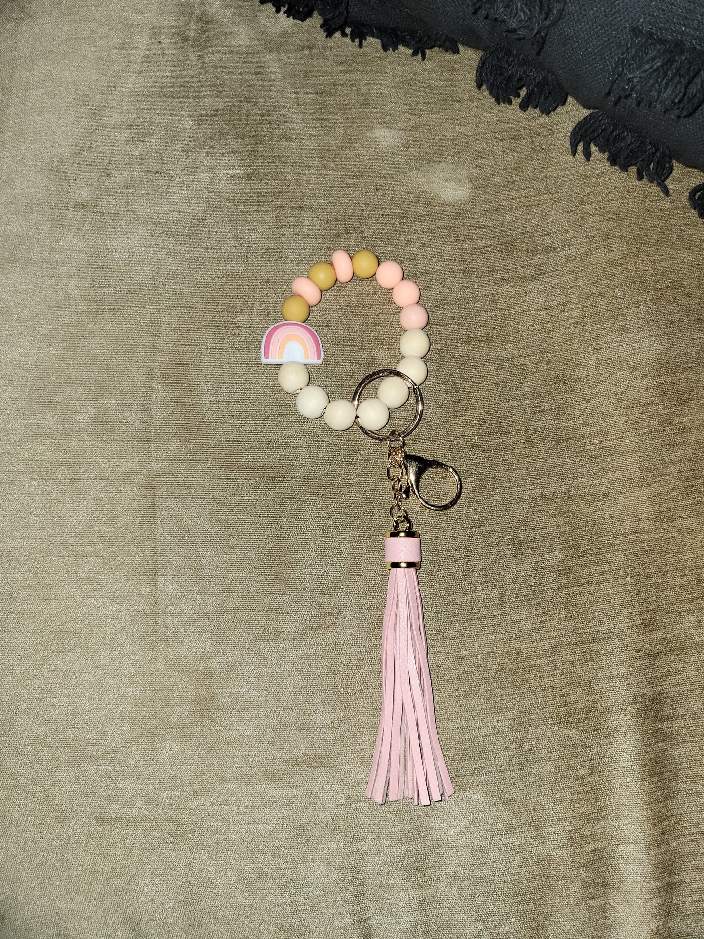 Pink Rainbow Bracelet Keychain