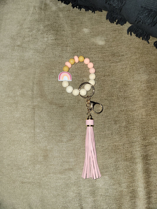 Pink Rainbow Bracelet Keychain
