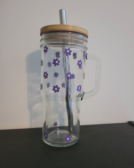 Purple Daisy Handle Cup