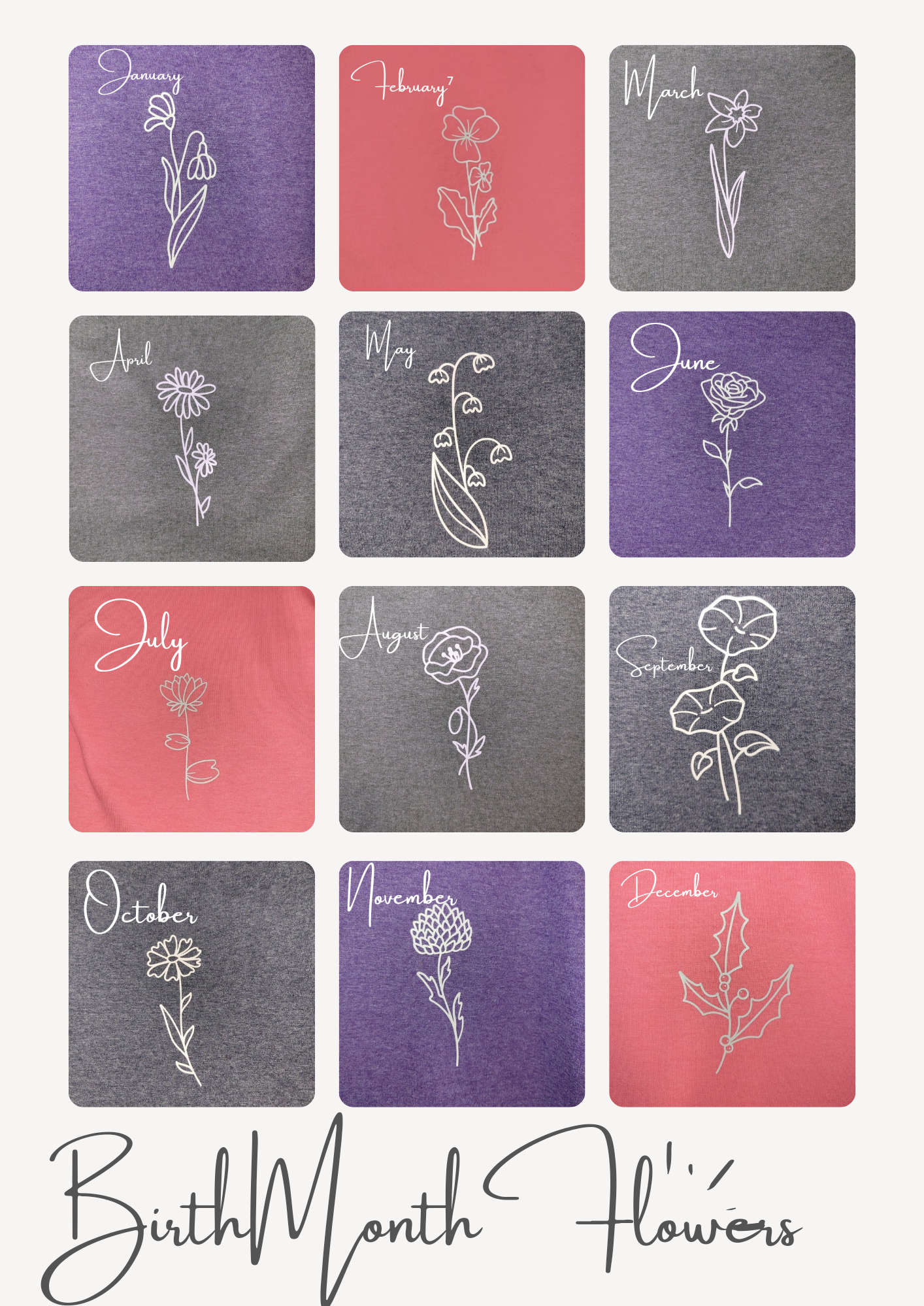 Personalized Birth Month Flower Tees